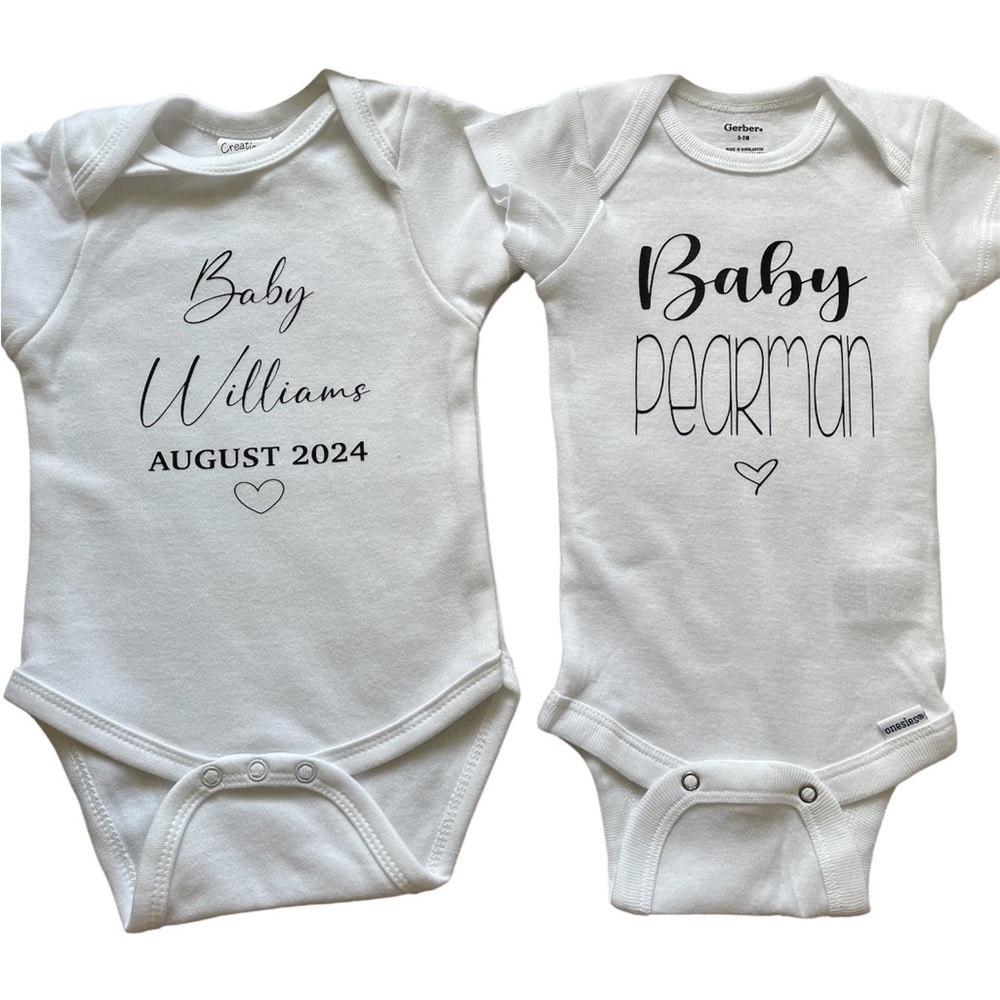 Custom Personalized Baby Onesies Gift NB, 0-3mo, 3-6 mo, & 6-9mo; Made to Order - Picture 1 of 4